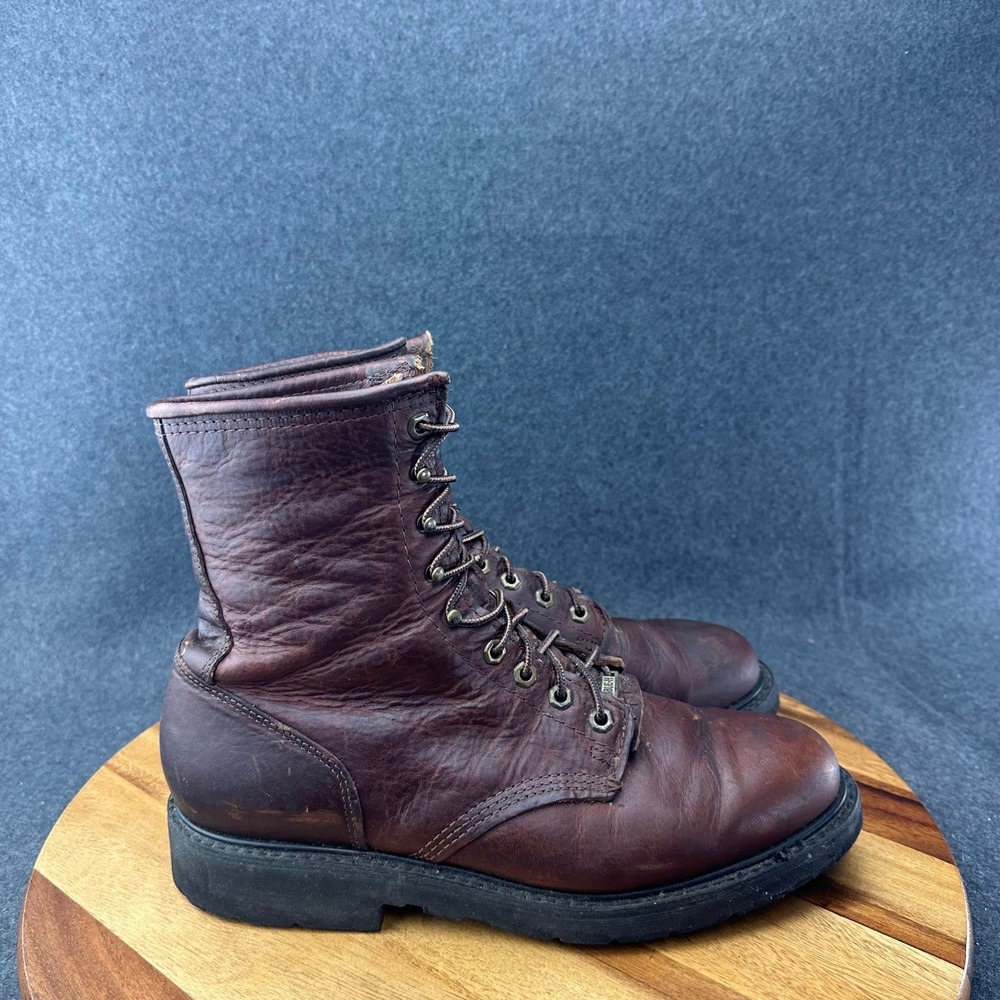 Double H 8" Lacer Mens Western Work Boots 11.5 2E Walnut Leather 9714 Soft Toe